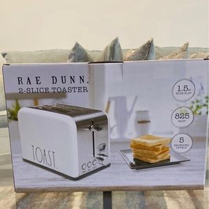 Rae Dunn White & Stainless Steel Toaster